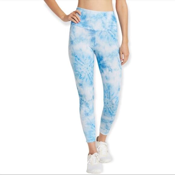 ONZIE | NEW Tie Dye Blue & White Print High Rise Leggings Women’s Size S/M - Picture 1 of 9